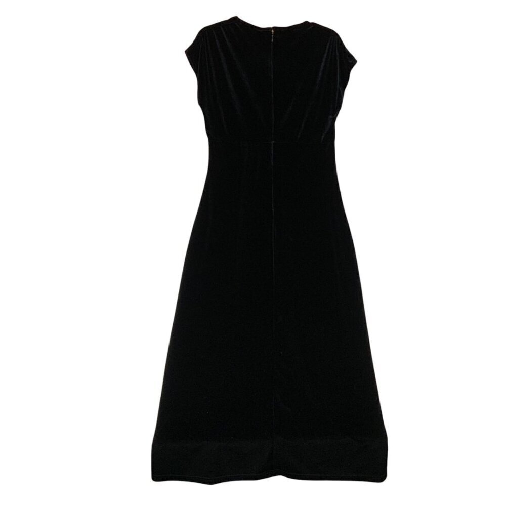 Vintage Jacqueline Ferrar Black Velvet Maxi Dress Size 4 Stretch Holiday Formal